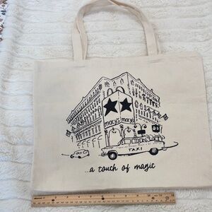 Macy's Cream Canvas Tote with Black Illustration